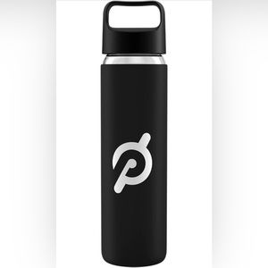 Peloton 16oz glass water bottle in silicone sleeve